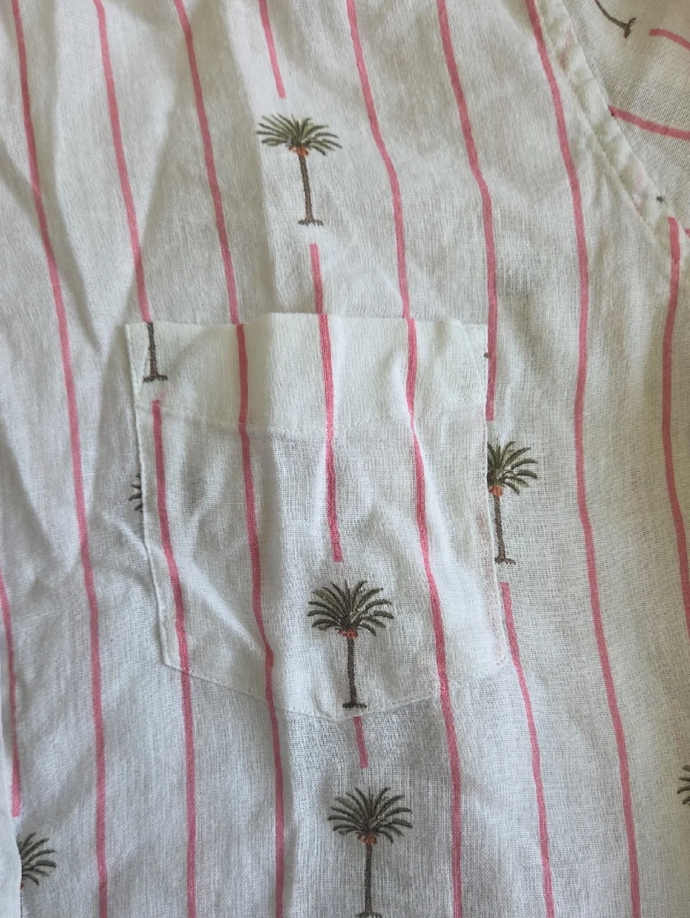 Rails Charli Stripe Palm Tree Print Linen Blend Shirt Women's Large - Picture 3 of 8